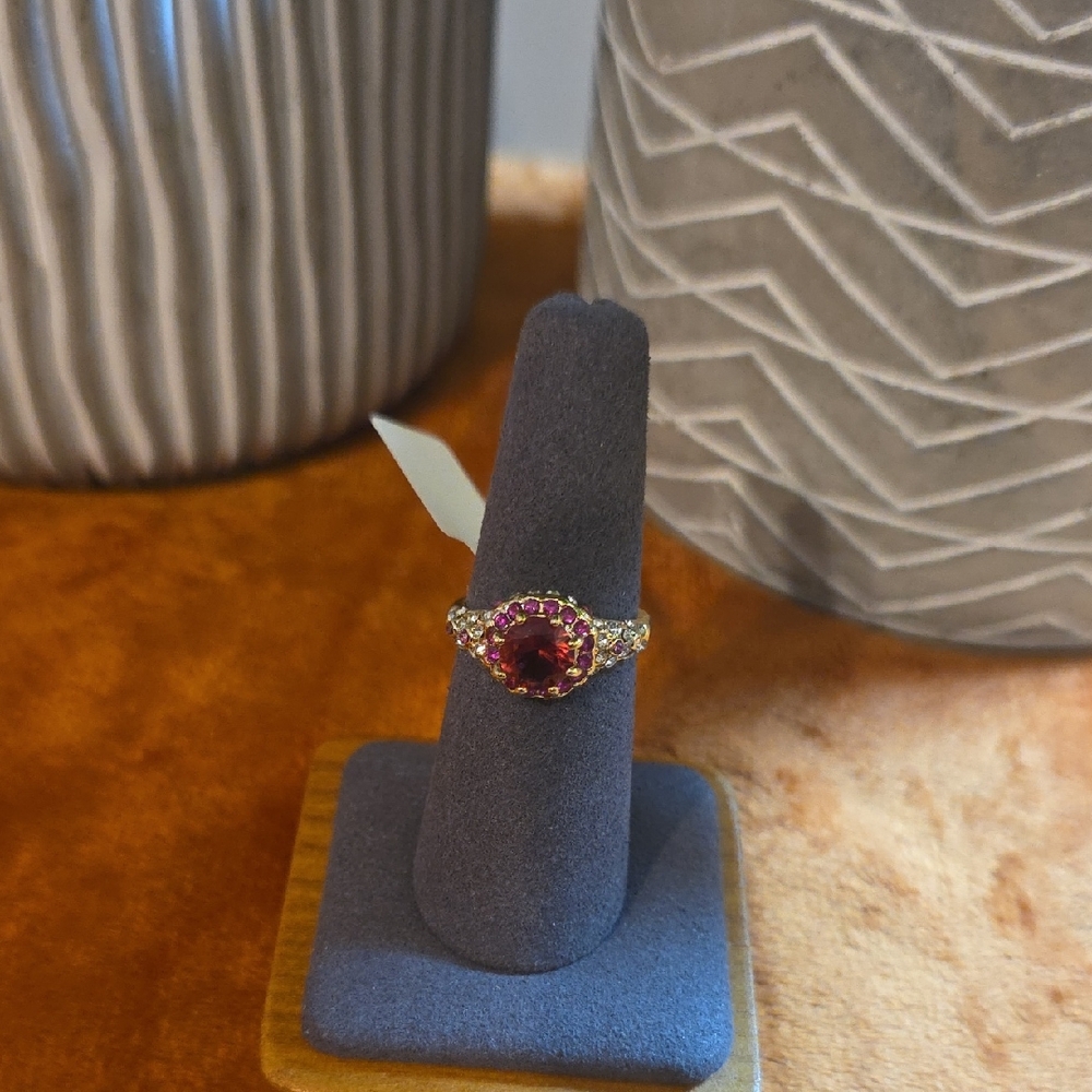 Allure Gold and Red Gemstone Ring